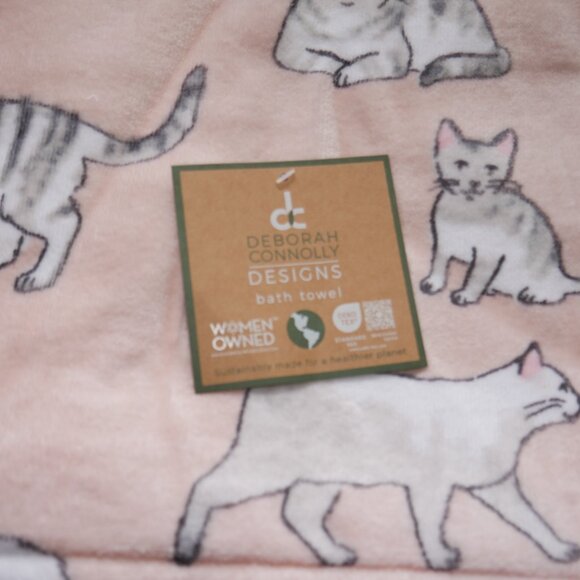 Deborah Connolly 6 PC Bath Towel Set Soft Pink Kitty Cats Kittens Tabby Cat NWT - Picture 4 of 7